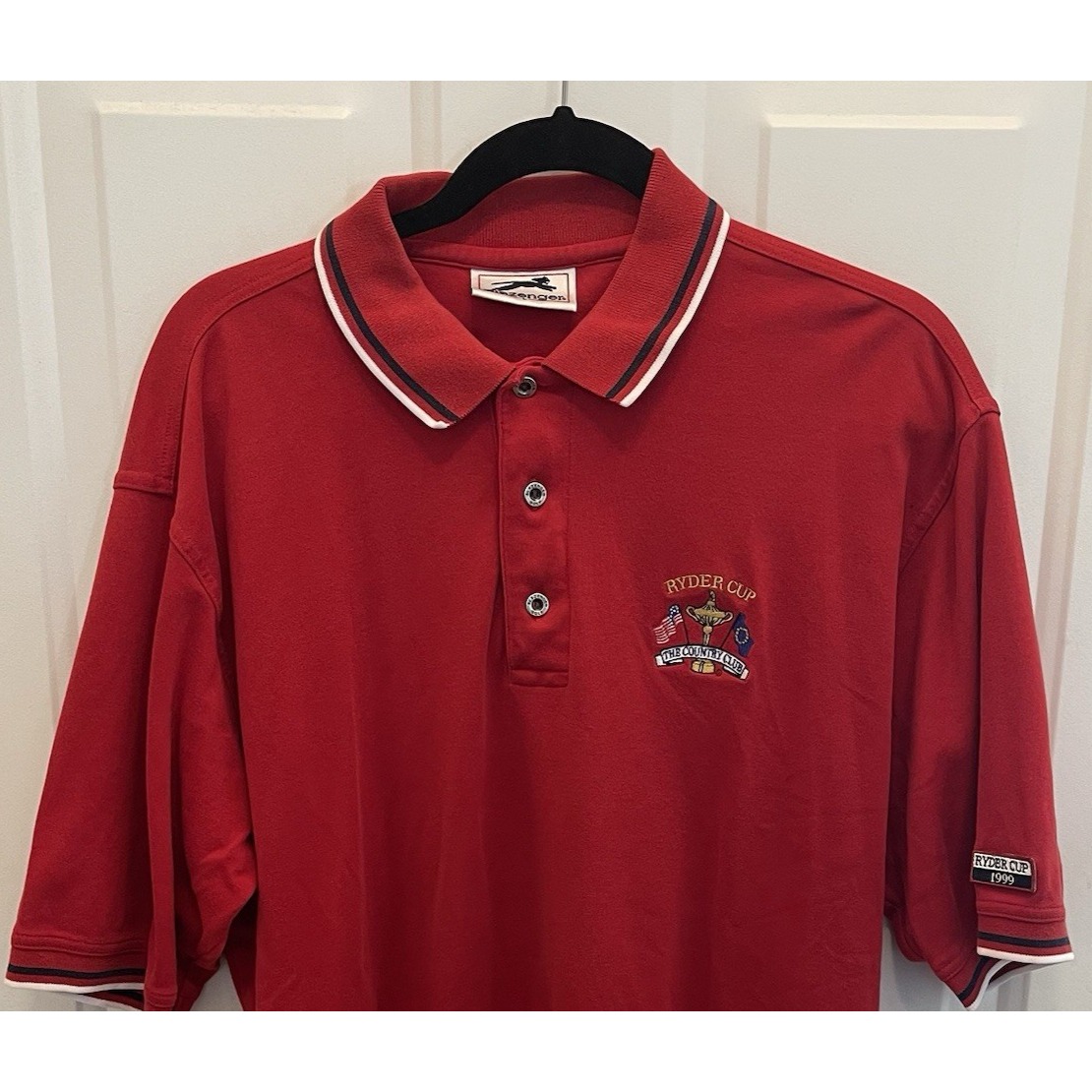 Vintage 1999 Ryder Cup Slazenger Red Polo Shirt Mens Large Golf Tiger Woods